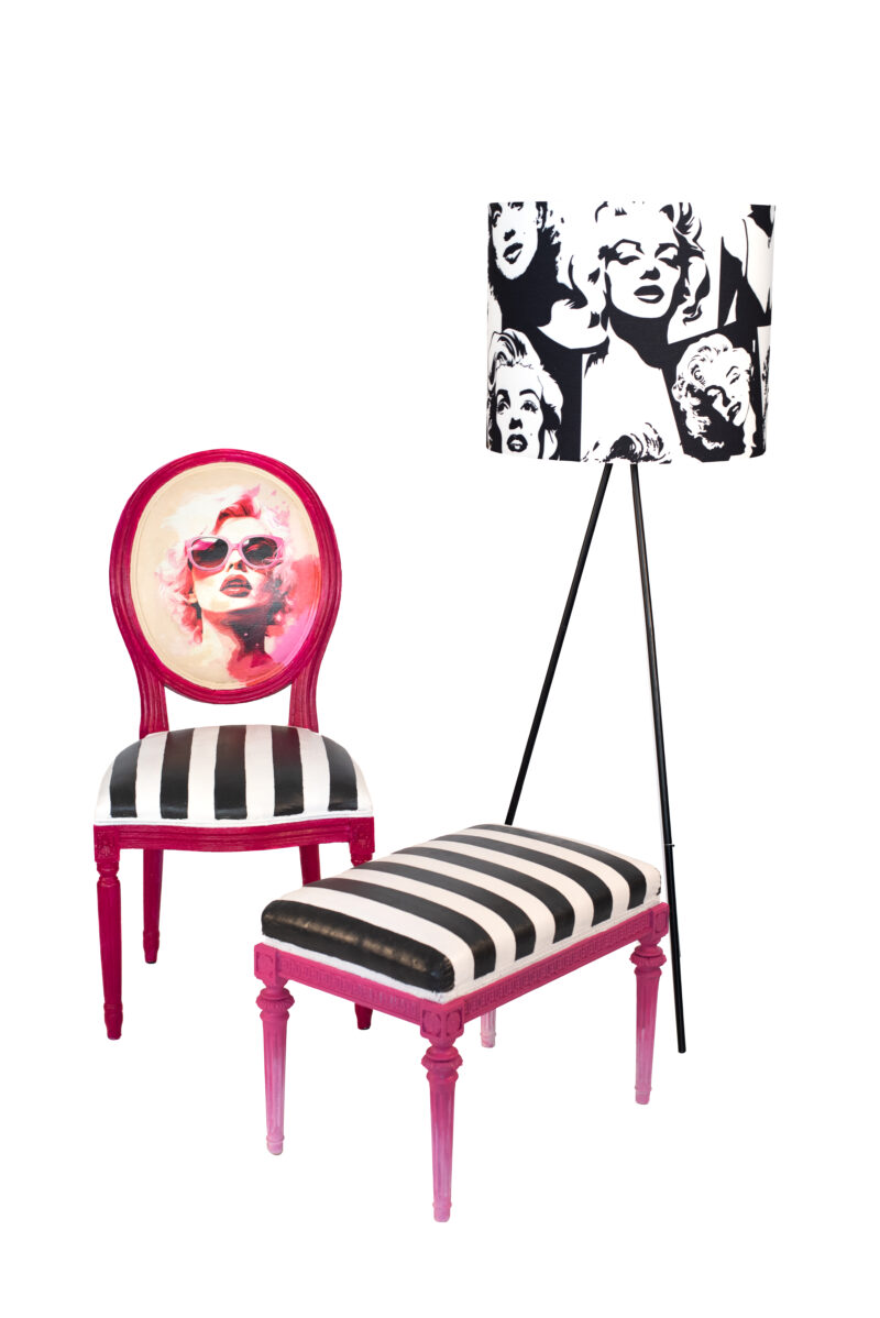 Designová Židle, designová lampa Marylin Monroe